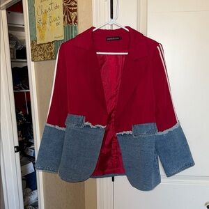 Stylish Red and Blue Women's Blazer